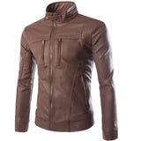 Men's PU Jackets Coats Motorcycle Leather Jacket Men - Shopium1