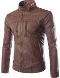 Men's PU Jackets Coats Motorcycle Leather Jacket Men - Shopium1