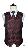 Men's Classic Paisley Jacquard Waistcoat Vest Handkerchief - Shopium1