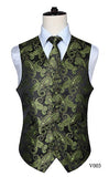 Men's Classic Paisley Jacquard Waistcoat Vest Handkerchief - Shopium1