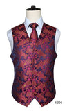 Men's Classic Paisley Jacquard Waistcoat Vest Handkerchief - Shopium1