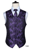 Men's Classic Paisley Jacquard Waistcoat Vest Handkerchief - Shopium1