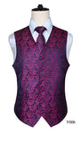 Men's Classic Paisley Jacquard Waistcoat Vest Handkerchief - Shopium1
