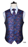 Men's Classic Paisley Jacquard Waistcoat Vest Handkerchief - Shopium1
