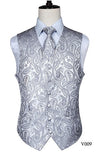 Men's Classic Paisley Jacquard Waistcoat Vest Handkerchief - Shopium1