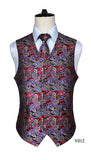 Men's Classic Paisley Jacquard Waistcoat Vest Handkerchief - Shopium1