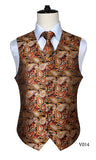 Men's Classic Paisley Jacquard Waistcoat Vest Handkerchief - Shopium1