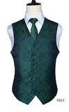 Men's Classic Paisley Jacquard Waistcoat Vest Handkerchief - Shopium1
