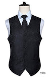 Men's Classic Paisley Jacquard Waistcoat Vest Handkerchief - Shopium1