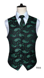 Men's Classic Paisley Jacquard Waistcoat Vest Handkerchief - Shopium1