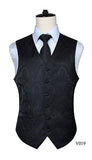 Men's Classic Paisley Jacquard Waistcoat Vest Handkerchief - Shopium1