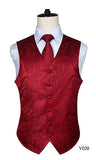 Men's Classic Paisley Jacquard Waistcoat Vest Handkerchief - Shopium1