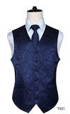 Men's Classic Paisley Jacquard Waistcoat Vest Handkerchief - Shopium1